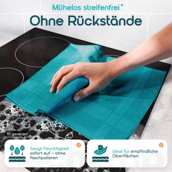 Preview: Microfaser Geschirrtücher petrol 10 Stueck Set 3
