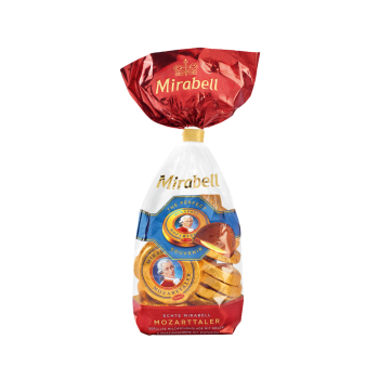 Mirabell Salzburger Mozarttaler Genuss-Säckchen, 13 Stück, 236 g — Packung mit goldenen Mozarttalern