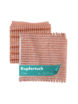 Haushalt und Genuss Kupfertuch 10 Stück Set Kratzfrei für Edelstahl Ceranfeld Glas & Grillrost Kupferlappen ca. 15x15 cm rostet nicht langlebig & umweltfreundlich, 160g