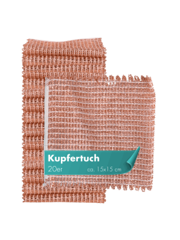 Haushalt und Genuss Kupfertuch 20 Stück Set Kratzfrei für Edelstahl Ceranfeld Glas & Grillrost Kupferlappen ca. 15x15 cm rostet nicht langlebig & umweltfreundlich, 80g