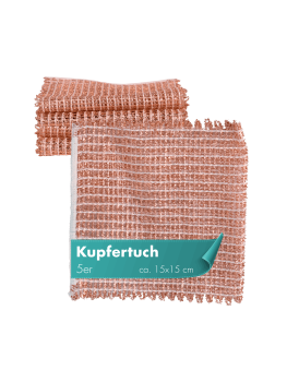 Haushalt und Genuss Kupfertuch 5 Stück Set Kratzfrei für Edelstahl Ceranfeld Glas & Grillrost Kupferlappen ca. 15x15 cm rostet nicht langlebig & umweltfreundlich, 80g