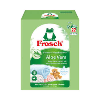 Frosch Waschpulver Sensitiv Aloe Vera, hypoallergen, dermatologisch getestet, ohne Mikroplastik, Sensitiv Waschmittel, 22 Stueck
