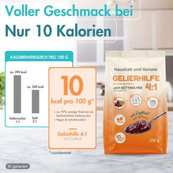 Preview: Gelierhilfe 4:1 ohne Zuckerzusatz, Pektin zum Einkochen, 330 g Gelierzuckerersatz 10 Kalorien