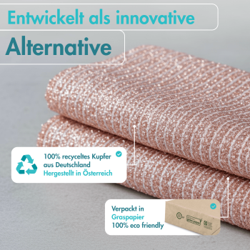 Haushalt und Genuss Kupfertuch 5 Stück Set Kratzfrei für Edelstahl Ceranfeld Glas & Grillrost Kupferlappen ca. 15x15 cm rostet nicht langlebig & umweltfreundlich, 80g