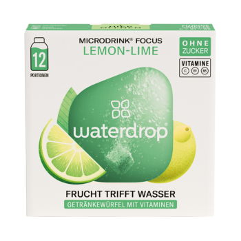 waterdrop Microdrink Focus Lemon Lime, Getraenkewuerfel mit Vitaminen, ohne Zucker, 12 Stueck