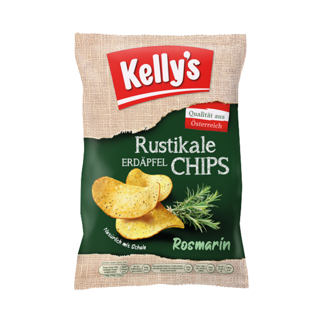 Kelly's Rustikale Erdäpfel Chips Rosmarin, natürlich mit Schale, 110g