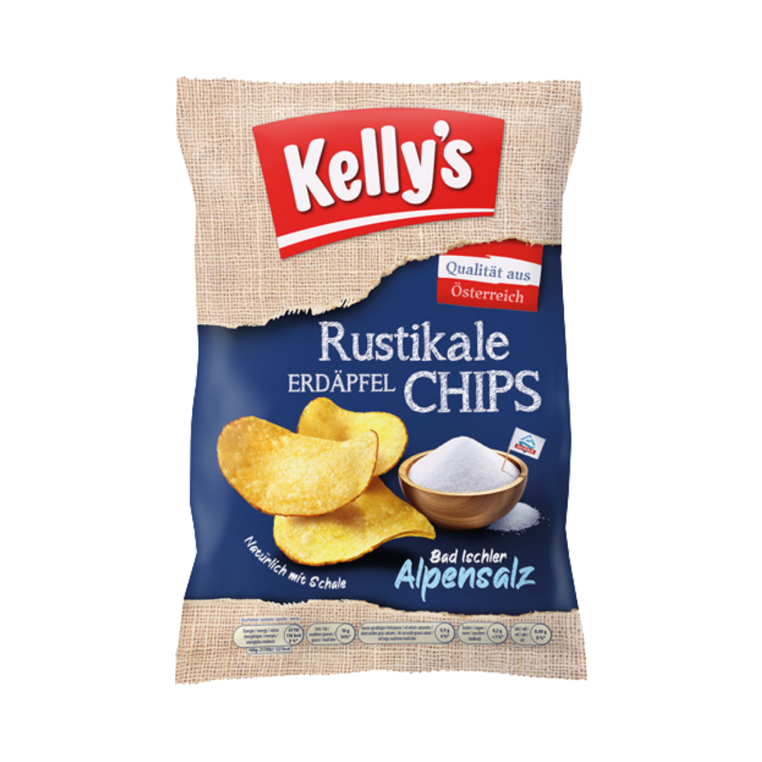 Kelly's Rustikale Erdäpfel Chips Alpensalz, natürlich mit Schale, 110g