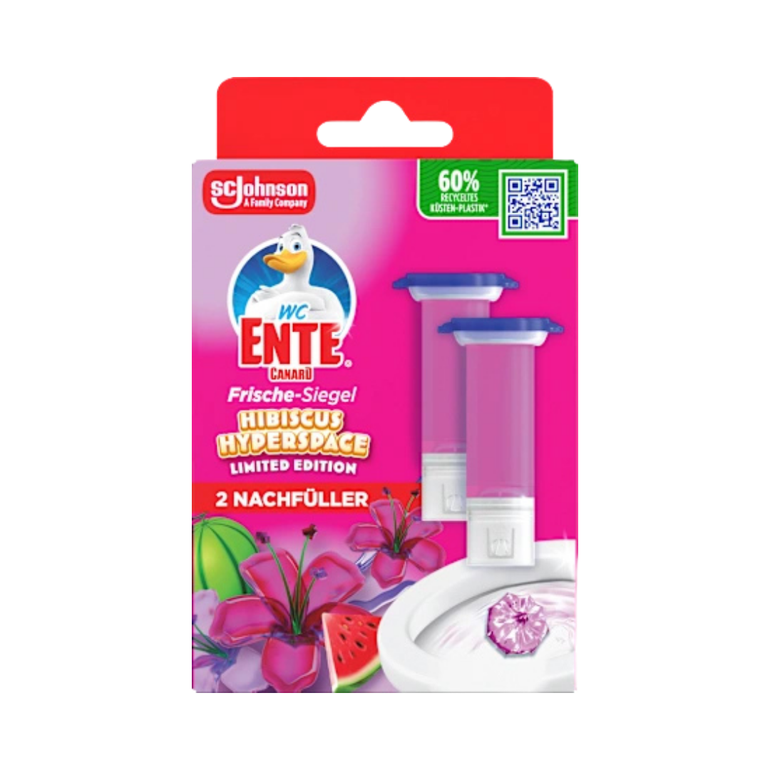 WC ­Ente Frische­ Siegel Hibiscus Hyperspace, selbsthaftend, NACHFÜLLUNGEN, 2 x 6 Gel­ Siegel, 72ml