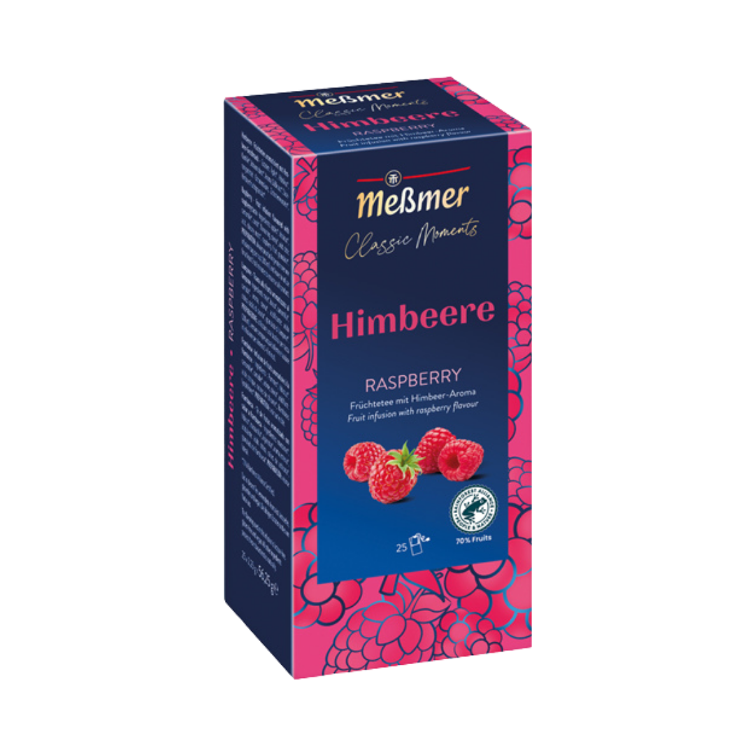 Meßmer Classic Moments Himbeere, Früchtetee, Teebeutel im Kuvert, 2. Entnahmefach/displaytauglich 25 Teebeutel Packung, 56g