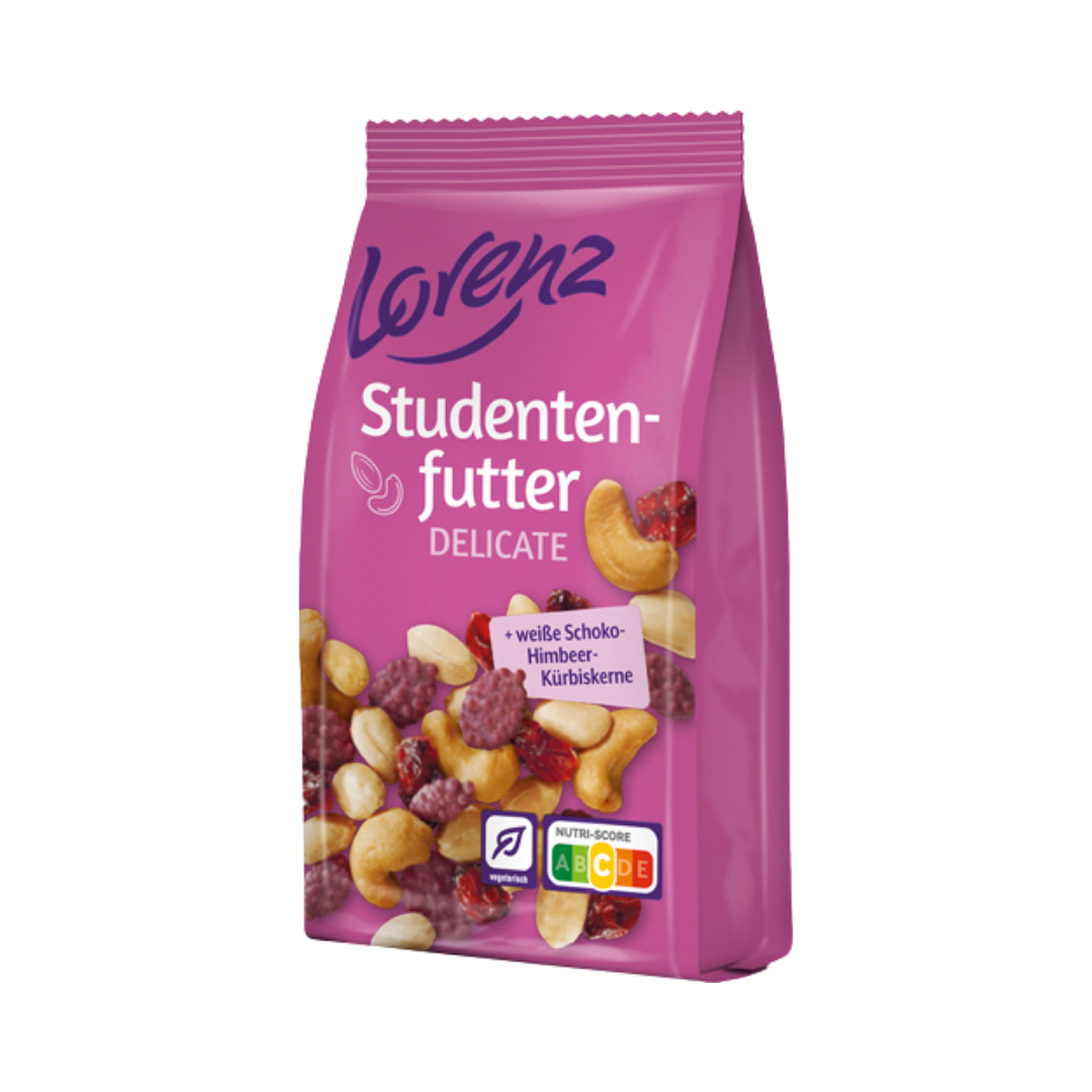 Lorenz Studentenfutter Delicate, mit weißer Schoko, Himbeere & Kürbiskernen, 150g