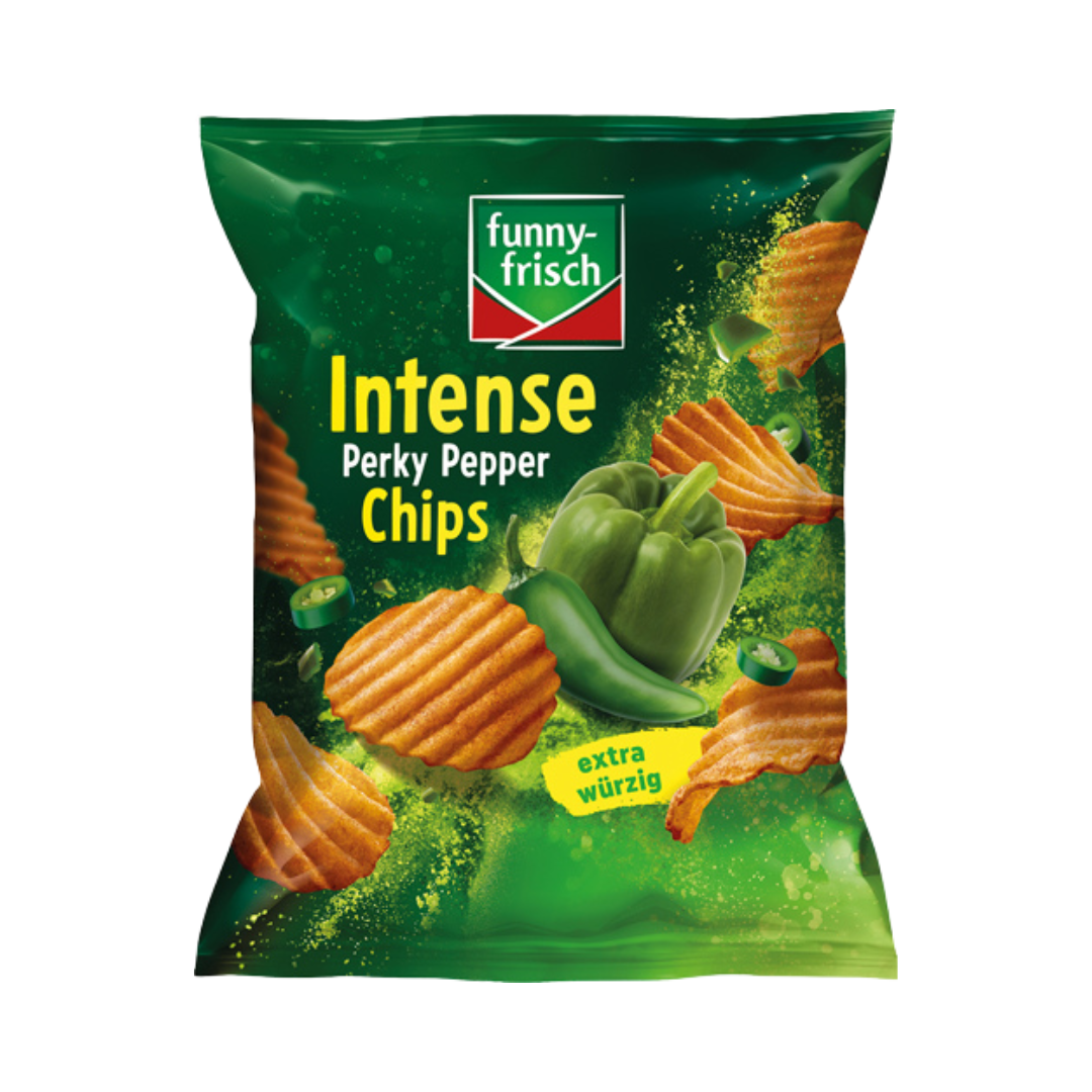 Funny-Frisch Intense Chips Perky Pepper 110G - Kartoffelchips - Paprika-Jalapeño-Geschmack - Würzige Abwechslung - Welliges Design - Krosser Snack. - Image 2
