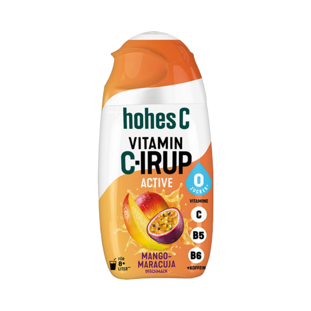 Hohes C Vitamin C-irup Active Mango-Maracuja, Sirup zuckerfrei, 1:124 verdünnbar, ergibt 8 Liter, EINWEG PET, 65 ml