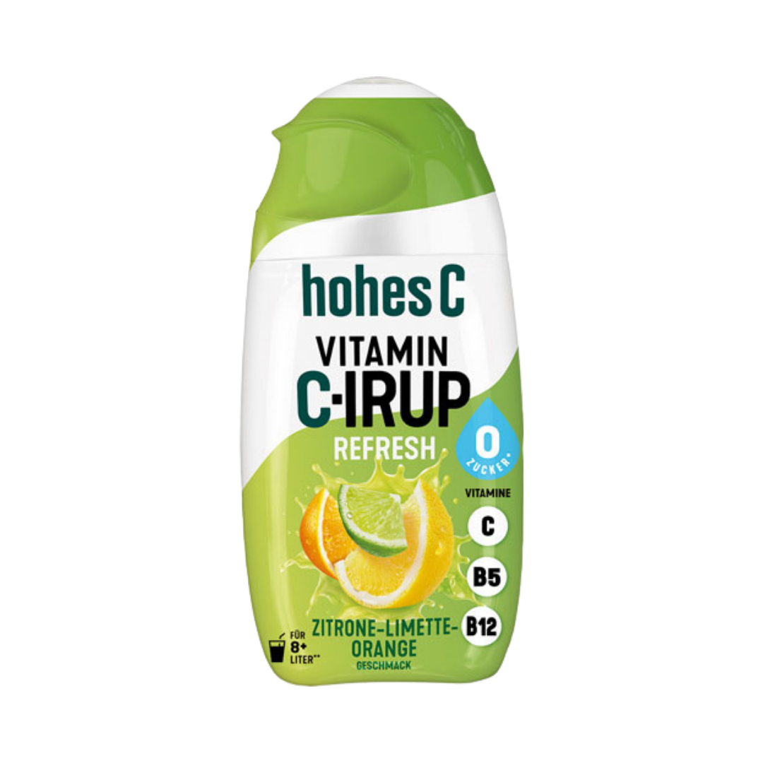Hohes C Vitamin C-irup Refresh Zitrone Limette Orange, Sirup zuckerfrei, 1:124 verdünnbar, ergibt 8 Liter, EINWEG PET, 65 ml
