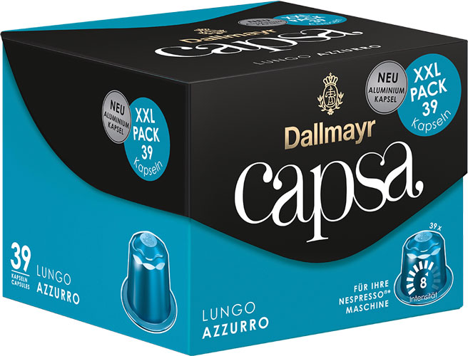 Haushalt-und-Genuss.at - Dallmayr Capsa Lungo Azzurro 8 XXL,  Nespresso-kompatibel, 39 Kaffeekapseln