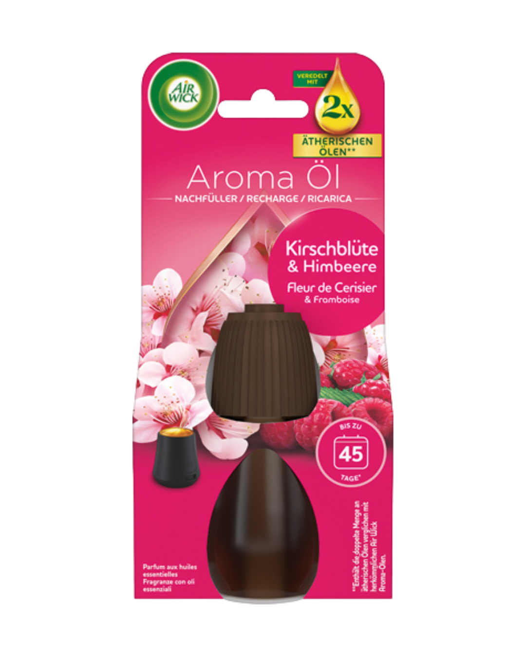 Air Wick Aroma Oel Kirschbluete und Himbeere NACHFUELLUNG Flakon, 20ml