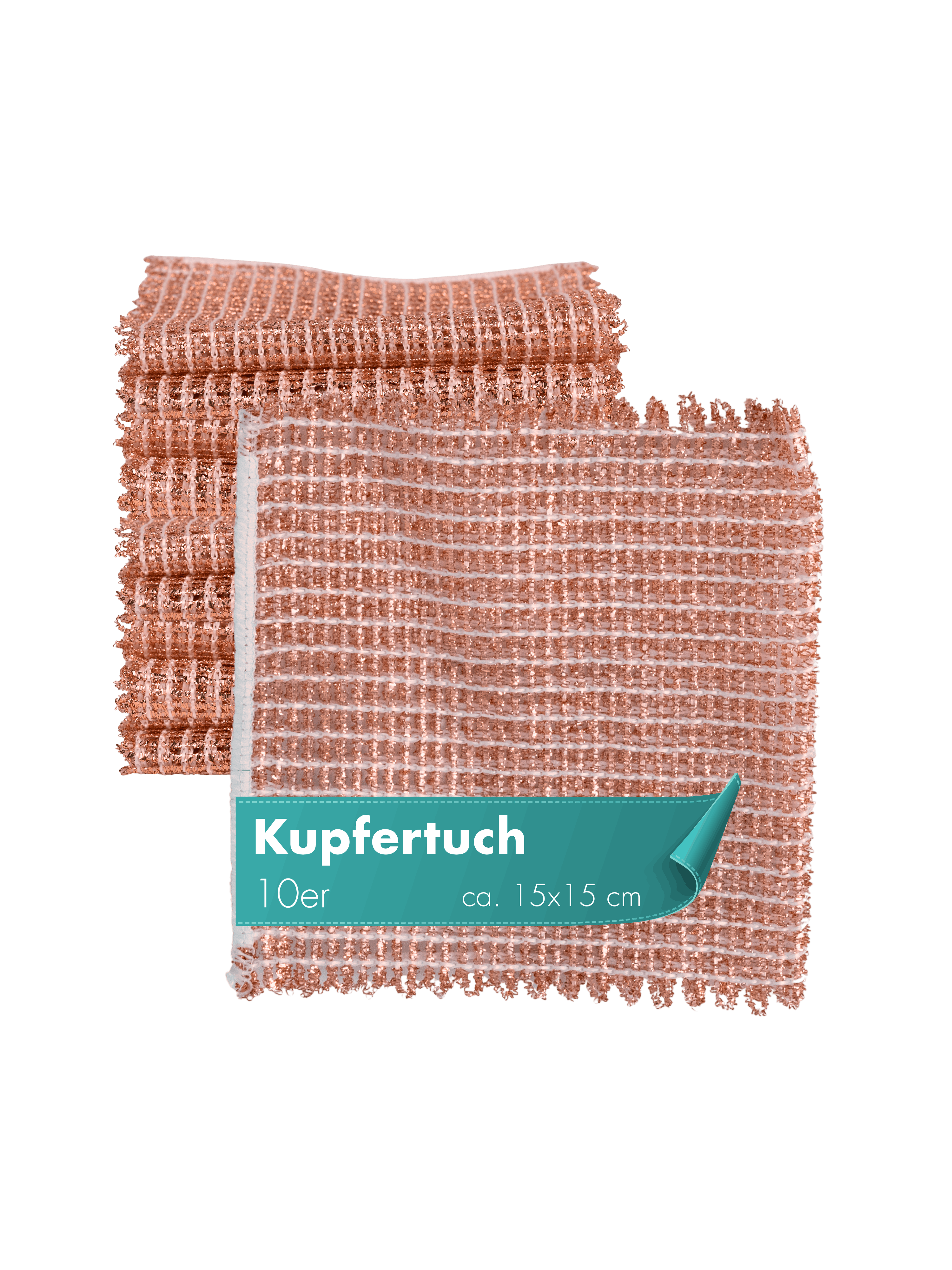 Kupfertuch 10er Set, kratzfrei für Edelstahl und Ceranfeld, 15 x 15 cm