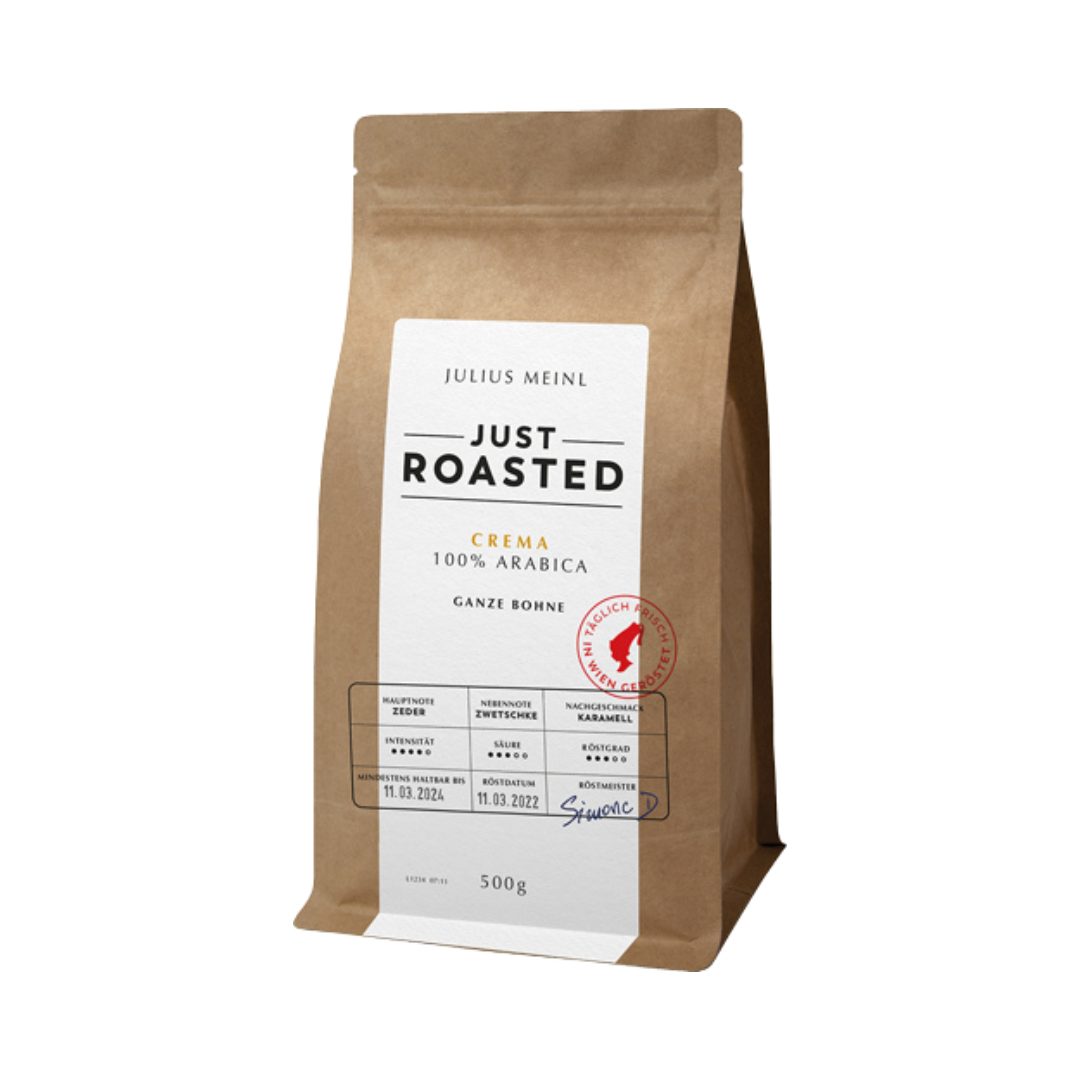 9000403958077 - Julius Meinl Just Roasted Crema geröstet in Wien Ganze Bohne 500g