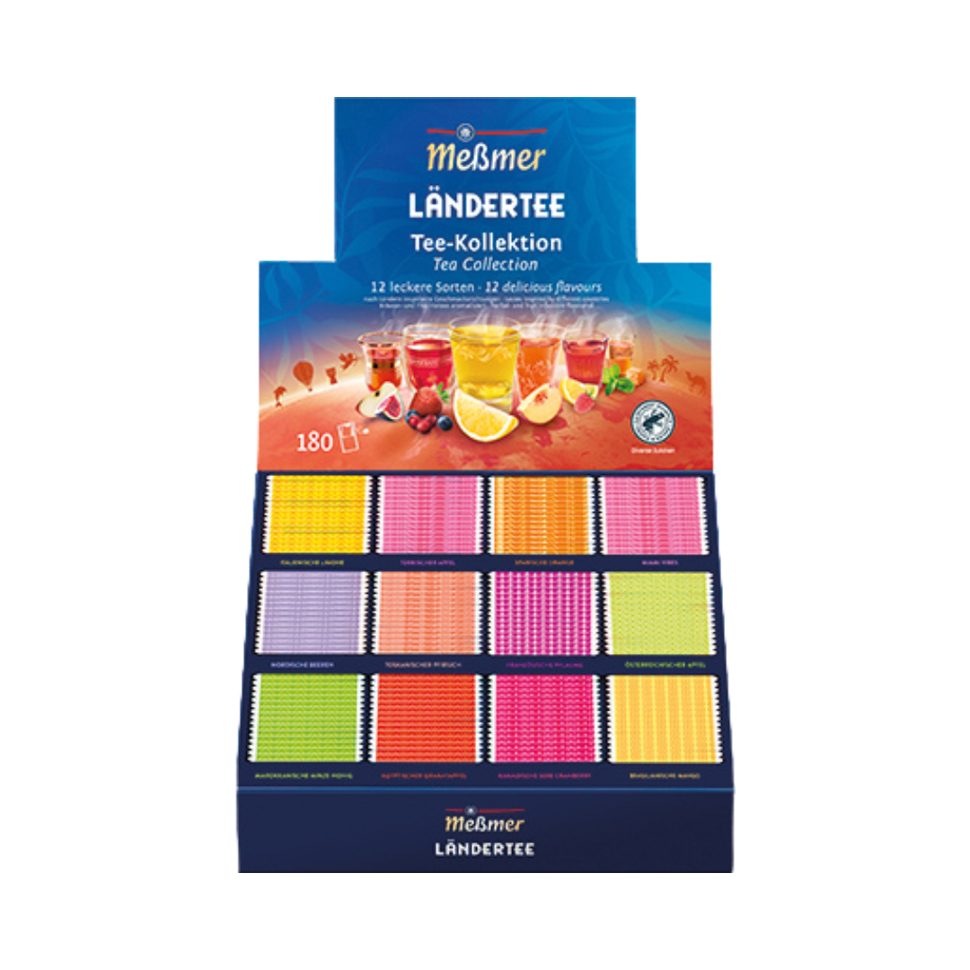 Meßmer Ländertee Collection Box, 12 Sorten à 15 Teebeutel, Teebeutel im Kuvert, 435g