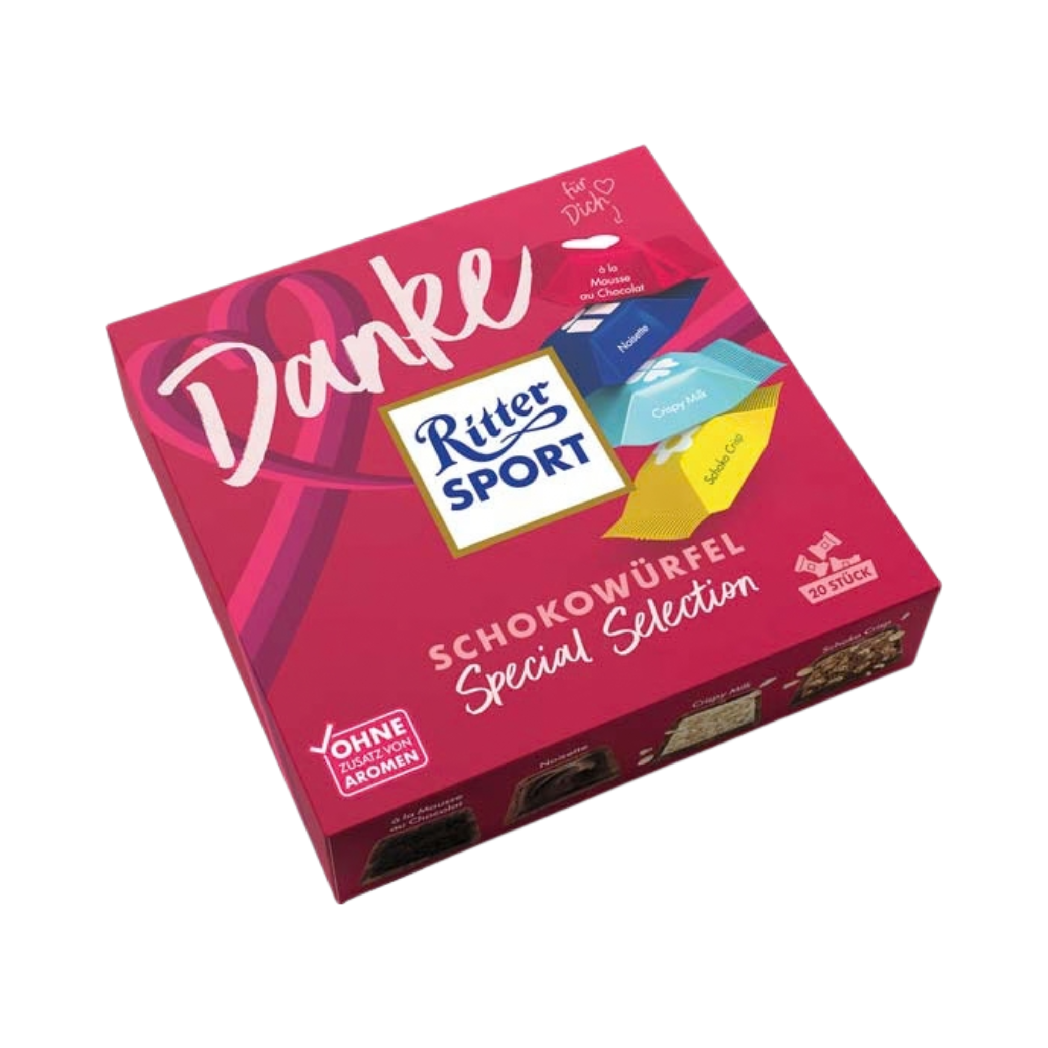 Ritter Sport Schokowürfel Danke, 4 Sorten, 20 Stück, 155g