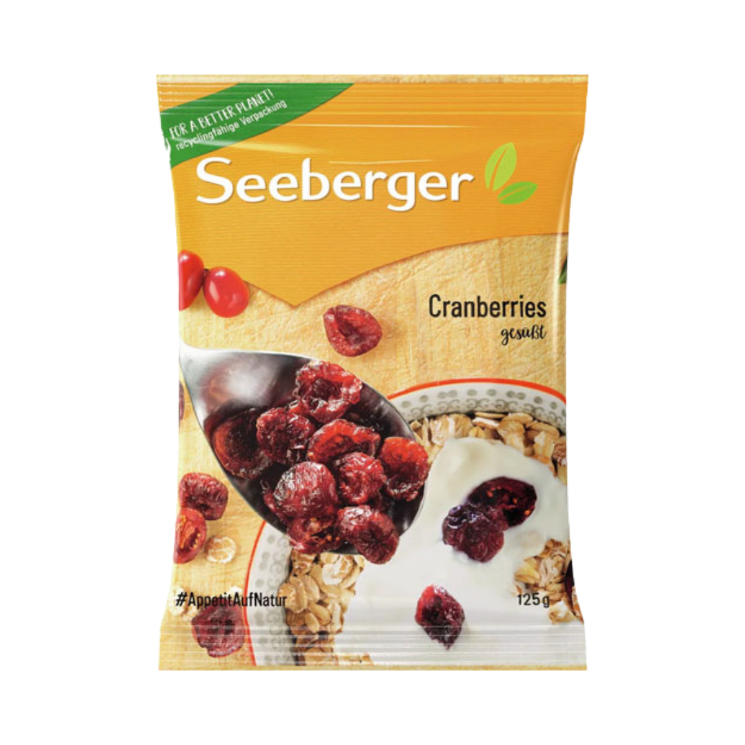 Seeberger Cranberries, halbiert, gesüßt, getrocknet, 125g
