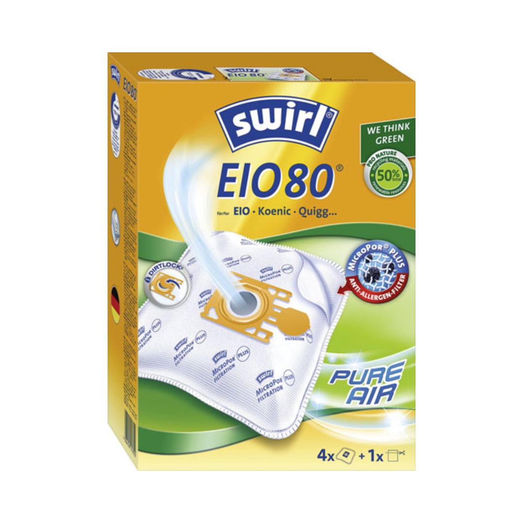 Swirl Staubbeutel EIO 80 Micropor Plus Anti-Allergen-Filter, 4 Stück