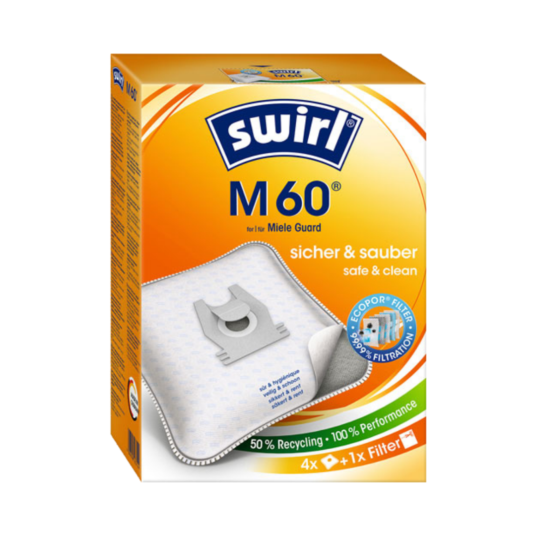 Swirl Staubbeutel M 60 EcoPor Filter, 50 % Recycling, 4 Stück