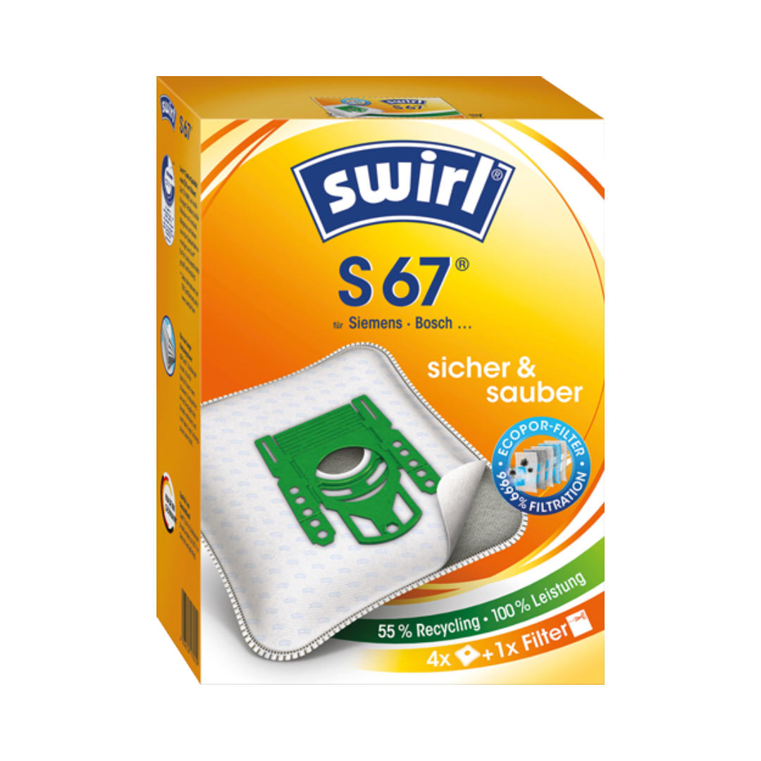Swirl Staubbeutel S 67, Ecopor­Filter, 55 % Recycling, 4 Stück