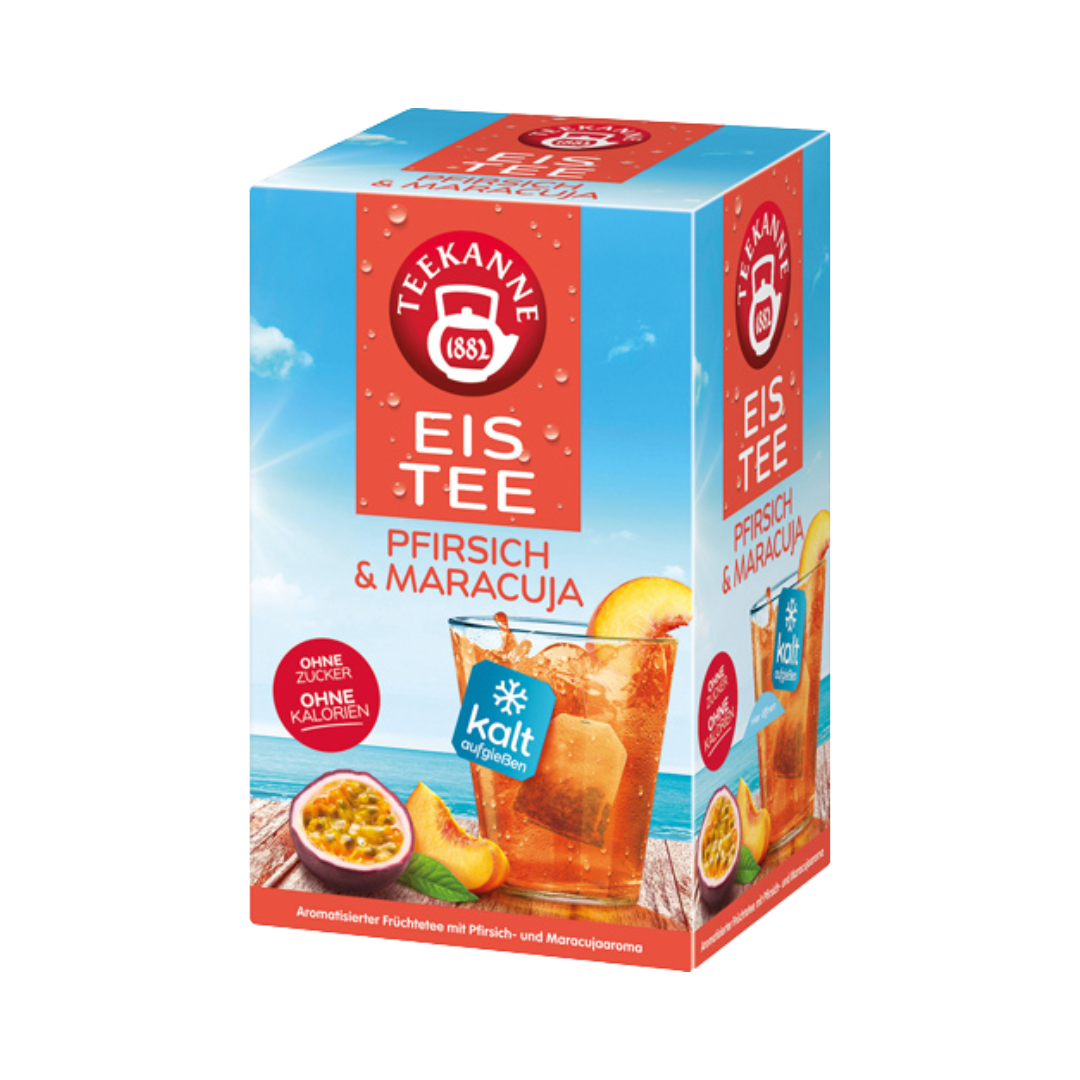Teekanne Eistee Pfirsich & Maracuja, Teebeutel zum kalt aufgiessen, 1 Beutel für ca. 250 ml Wasser, 45g