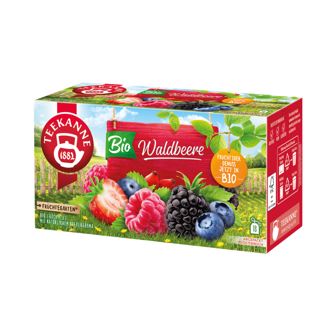 Teekanne Früchtegarten Bio Waldbeere, Früchtetee, Teebeutel im Kuvert, 71g