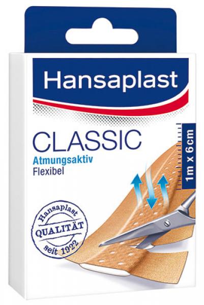 Hansaplast Classic Pflaster zuschneidbar, 10 Stück à 10 x 6 cm, 1m Packung