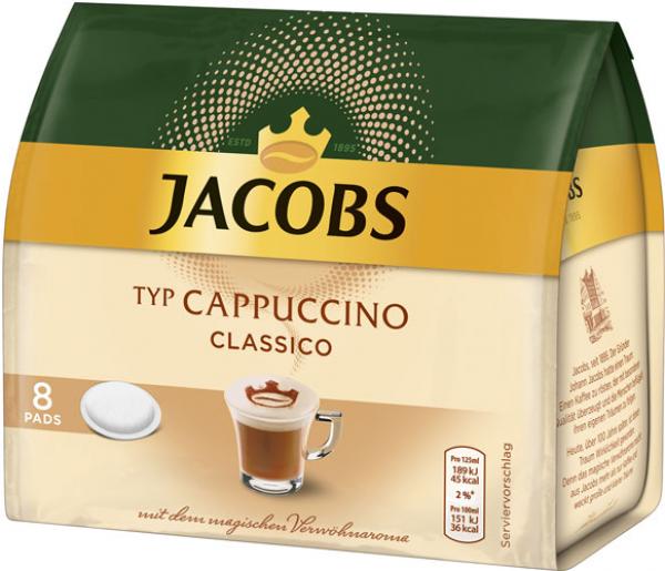 Jacobs Typ Cappuccino Classico Kaffee-Pads, 8 Portionen