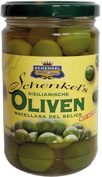 Schenkel Oliven "Nocellara del Belice" grün, mit Kern, aus Sizilien