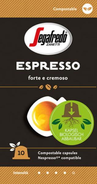 Segafredo Zanetti Espresso 4, Nespresso-kompatibel, kompostierbar, 10 Kaffeekapseln