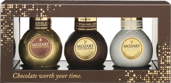 Mozart Likör-Trio (Chocolate Cream, Dark Chocolate, White Chocolate Vanilla Cream), 15 - 17 % Vol.Alk., 3 x 50 ml