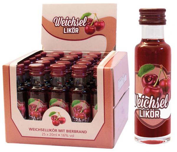 Bauer Weichsel-Likör mit Bierbrand, 16 % Vol.Alk., 25 x 20 ml