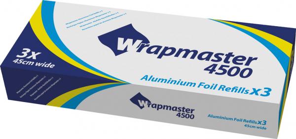 Toppits Professional Wrapmaster 4500 Alufolie 45 cm breit, 3 Rollen à 200 Meter