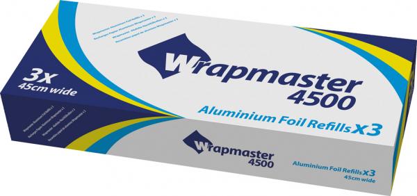 Toppits Professional Wrapmaster 4500 Alufolie 45 cm breit, 3 Rollen à 200 Meter (600m)