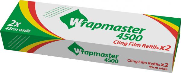 Toppits Professional Wrapmaster 4500 Frischhaltefolie 45 cm breit, 2 Rollen à 500 Meter