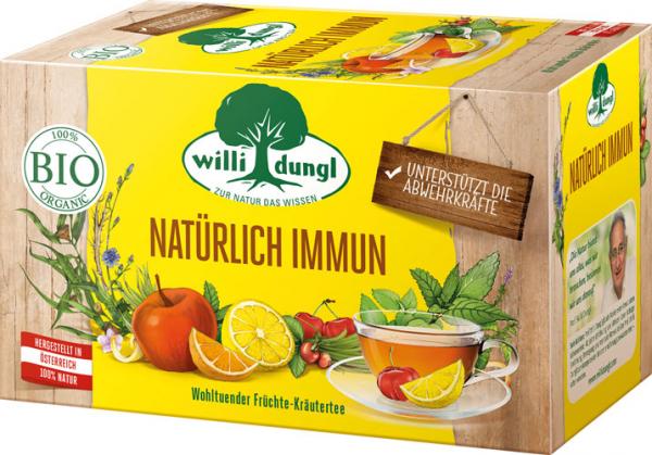 Willi Dungl Bio Tee Natürlich Immun, wohltuender Früchte-Kräutertee, 20 Teebeutel im Kuvert