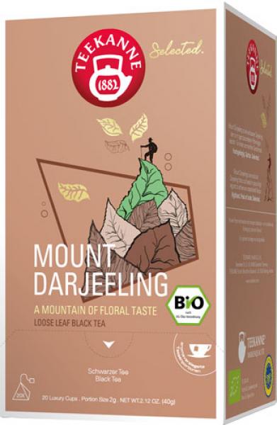 Teekanne Selected Bio Mount Darjeeling Luxury Cup, Schwarztee, Pyramidenbeutel im Kuvert, 2. Entnahmefach/displaytauglich