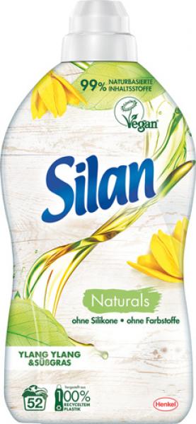 Silan Naturals Ylang-Ylang & Süßgras, vegan, ohne Silikone, ohne Farbstoffe, 1:4 Weichspüler-Konzentrat 52 WG