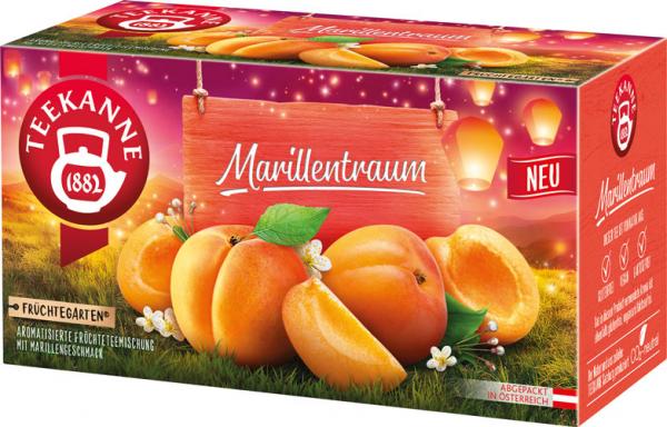 Teekanne Früchtegarten Marillentraum, Früchtetee, Teebeutel im Kuvert