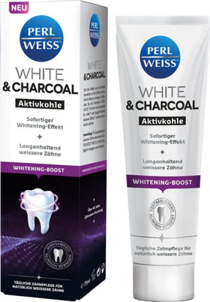 Perlweiss White & Charcoal Aktivkohle, Zahncreme, 75ml