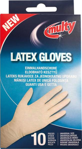 Multy Einweghandschuhe aus Naturlatex, weiss, Einheitsgrösse, Spenderbox, 10 Stück
