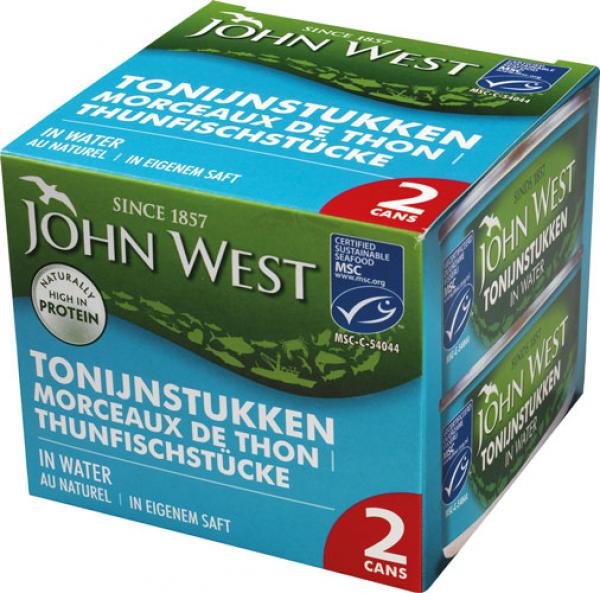 John West Thunfischstücke in eigenem Saft, 2er Packung, 102g (Abtropfgewicht)