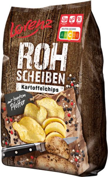 Lorenz Rohscheiben mit buntem Pfeffer, Kartoffelchips, 120g