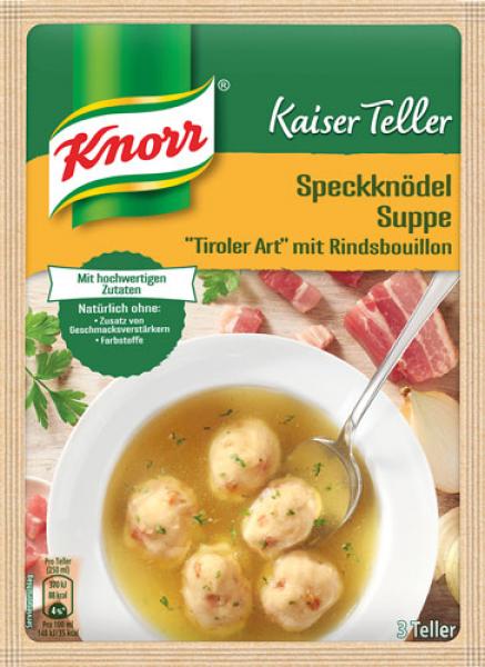 Knorr Kaiser Teller Speckknödel-Suppe "Tiroler Art" mit Rindsbouillon, 3 Teller