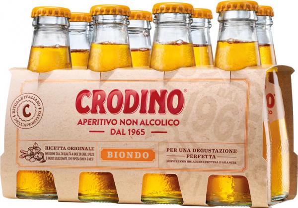 Crodino Biondo Bitteraperitif, alkoholfrei, 8 x 100 ml Flasche