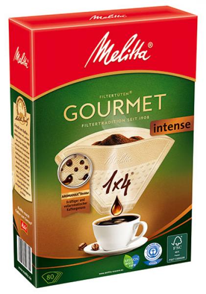 Melitta Filter 1 x 4 Gourmet Intense, naturbraun, 80 Stück