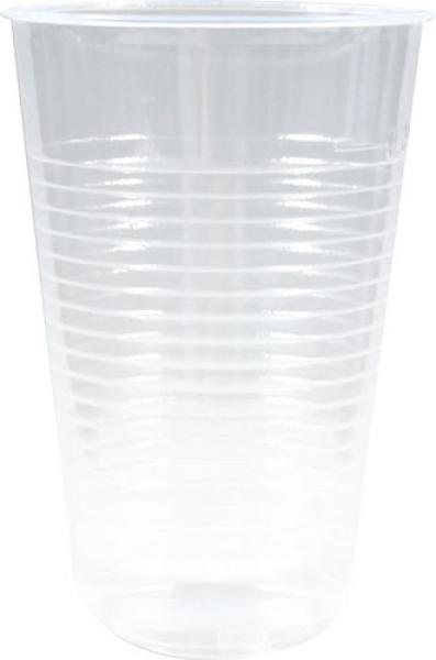 Trinkbecher 0,2 Liter, Plastik transparent mit Rillenprägung